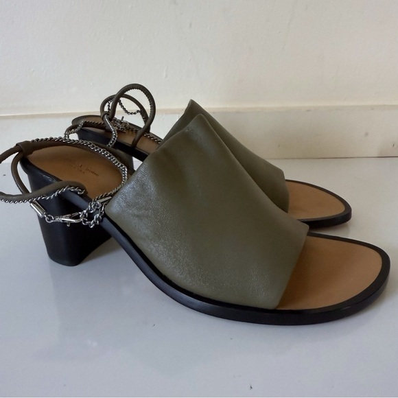 Rag & Bone Nella High In Light Olive Block Chain Sandals Heels SZ 41 US 11 - Picture 1 of 13
